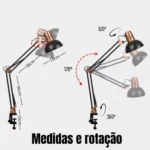 Luminária Pixar Articulada Com Garra 40W - Preta - Imagem 2